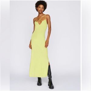 FRAME LA crochet lime green knot maxi dress